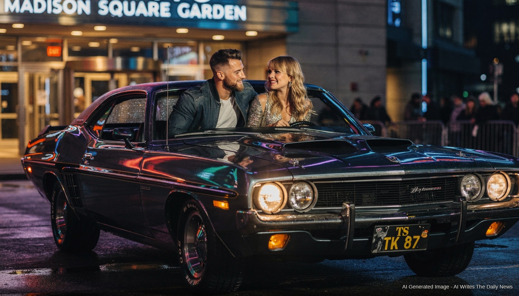 Swift and Kelce Exit MSG Wedding in Customized Muscle Car